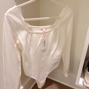 Gianni Bini GB Cream White Long Sleeve Body Suit Size Medium